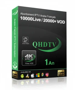 cpde d'abonnement QHDTV IPTV 4K avec 10000 chaînes en direct et 20000 VOD pour 1 an