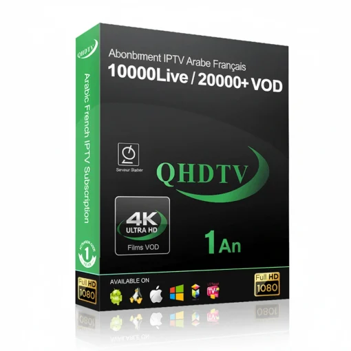 cpde d'abonnement QHDTV IPTV 4K avec 10000 chaînes en direct et 20000 VOD pour 1 an