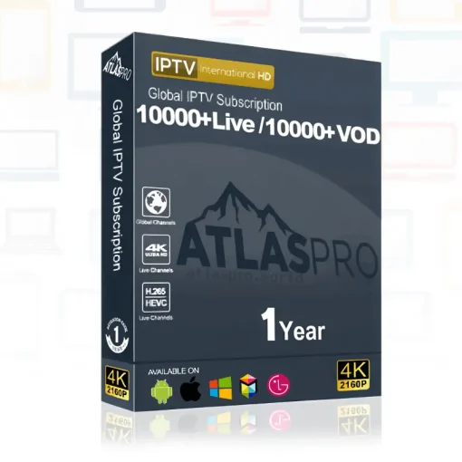 Atlas Pro Abonnement IPTV 12 mois - plus de 10000 Chaînes & 21000 VOD - Qualité 4K to hd